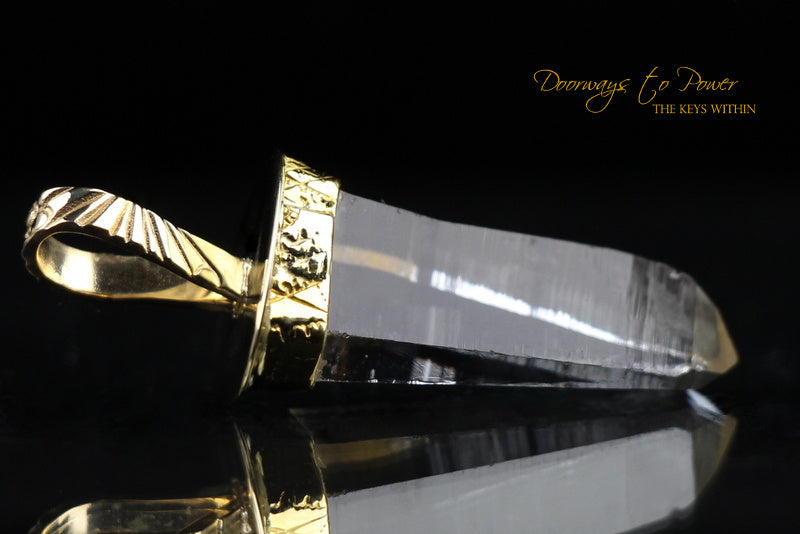 Lemurian Light Language Crystal Pendant 14k