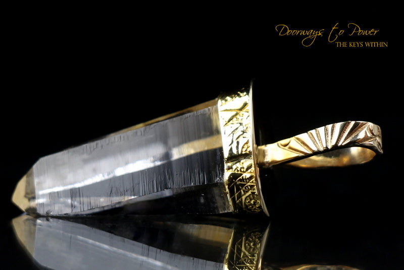 Lemurian Light Language Crystal Pendant 14k