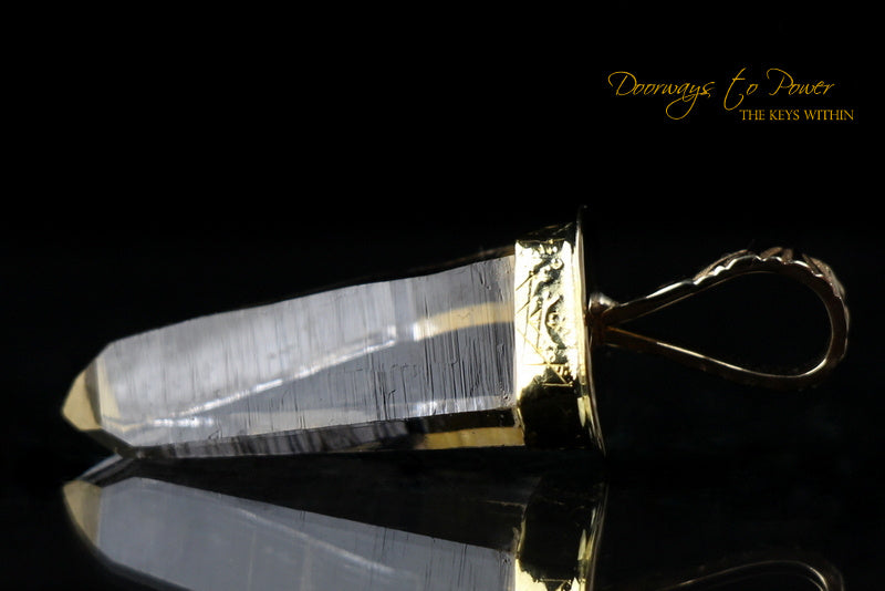 Lemurian Light Language Crystal Pendant 14k