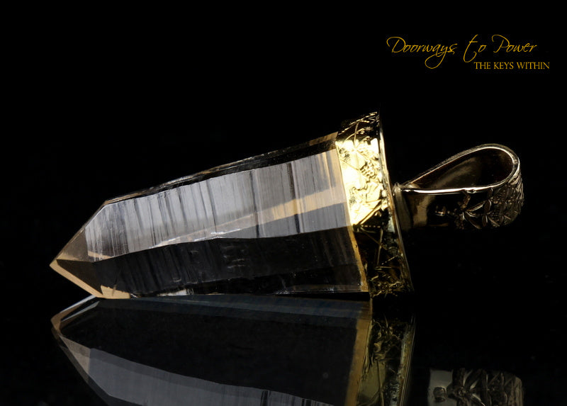 Lemurian Laser Quartz Crystal Pendant 22k