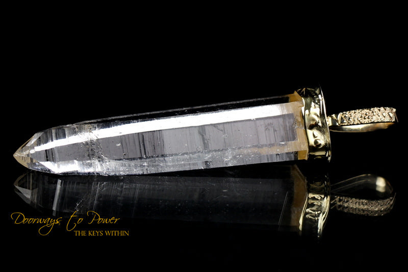 22k Gold Lemurian Quartz Crystal Pendant