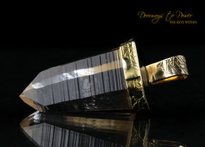 Lemurian Light Language Laser Quartz Crystal Pendant 22k