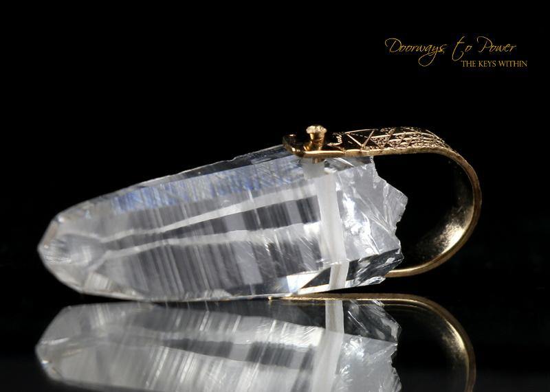 Lemurian Light Language Crystal Pendant 14k 