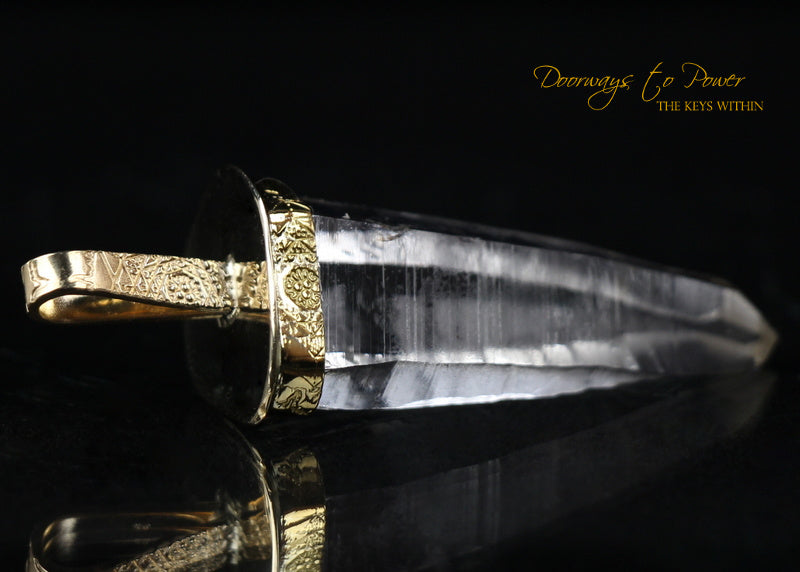 Lemurian Light Language Record Keeper Crystal Pendant 22k 