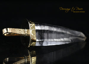 Lemurian Light Language Record Keeper Crystal Pendant 22k 