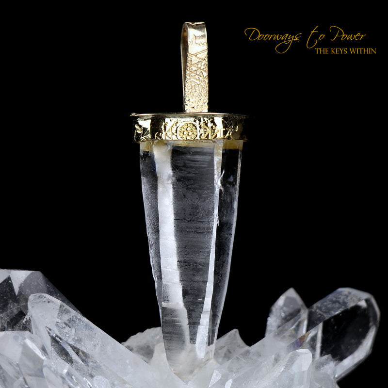 Lemurian Light Language Record Keeper Crystal Pendant 22k 