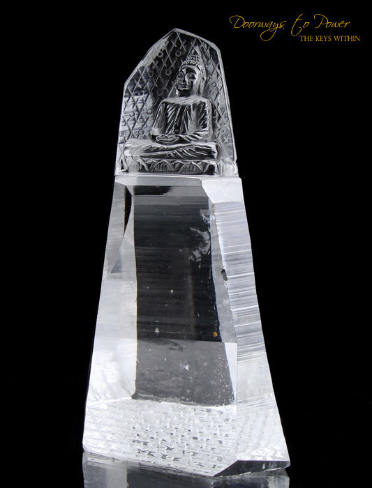 Lemurian Light Quartz Crystal Buddha Sculpture (hand carved)