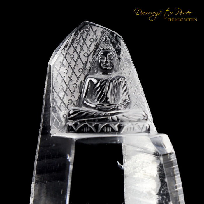 Lemurian Light Quartz Crystal Buddha Sculpture (hand carved)