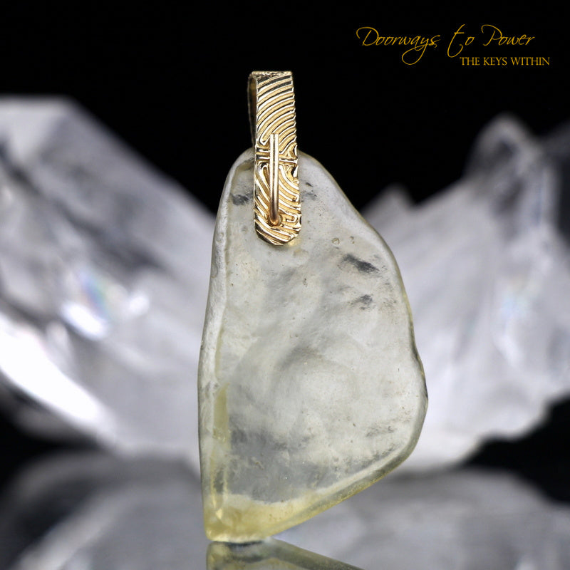 Libyan Desert Glass Light Language Pendant 14k 