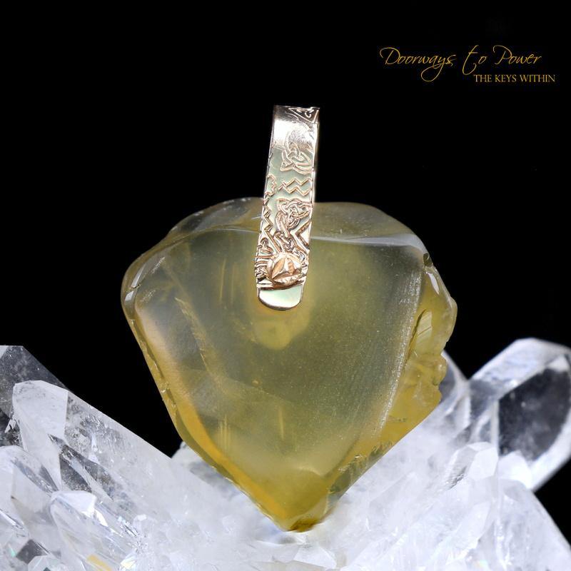 Libyan Desert Glass Light Language Pendant 14k Ultra Rare