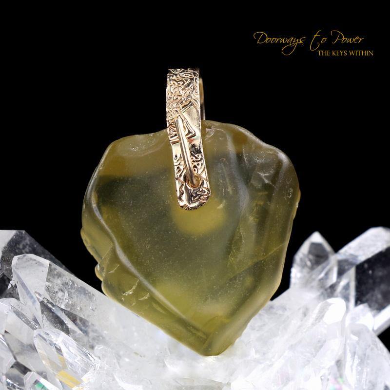 Libyan Desert Glass Light Language Pendant 14k Ultra Rare