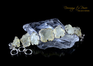 Libyan Gold Desert Glass Tektite Crystal Bracelet .925 SS