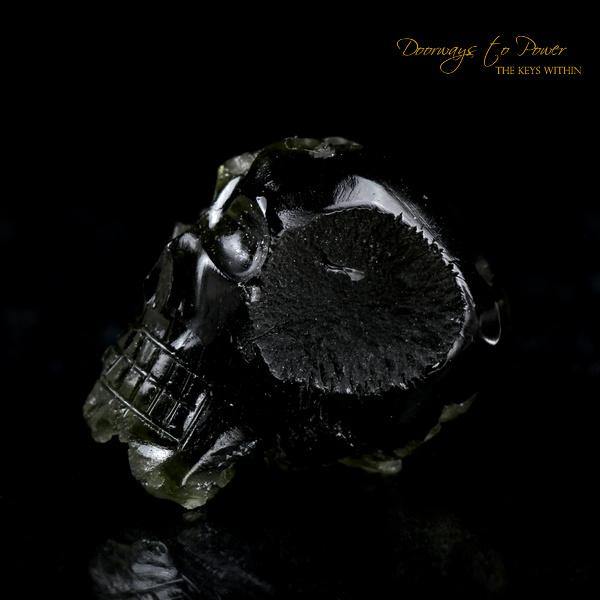 Moldavite Tektite Skull Carving 