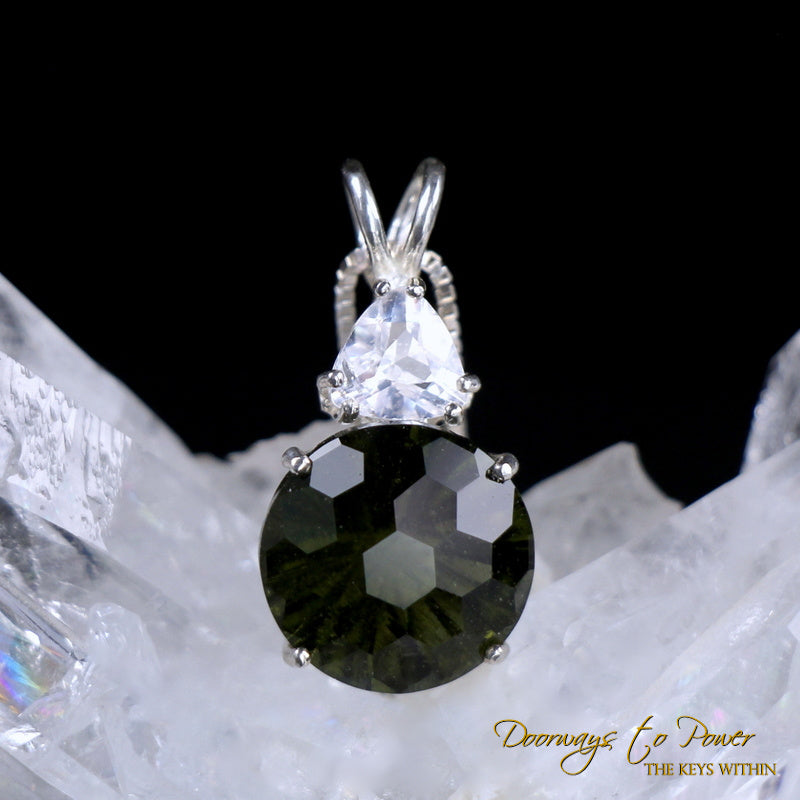Moldavite Danburite Super Nova Crystal Pendant