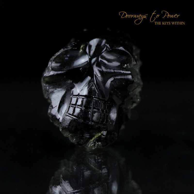 Moldavite Hand Carved Crystal Skull 'ALPHA' Leandro De Souza