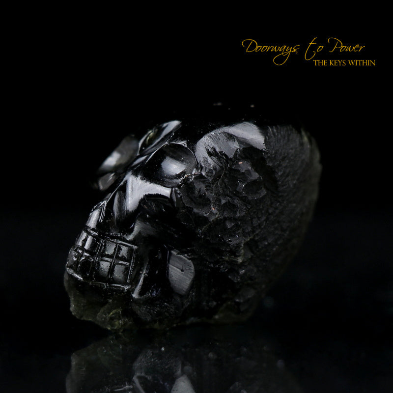 Moldavite Hand Carved Crystal Skull 'ALPHA' Leandro De Souza