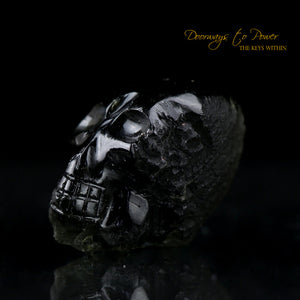 Moldavite Hand Carved Crystal Skull 'ALPHA' Leandro De Souza