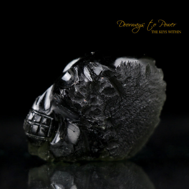 Moldavite Hand Carved Crystal Skull 'ALPHA' Leandro De Souza