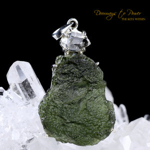Moldavite Herkimer Diamond Crystal Pendant