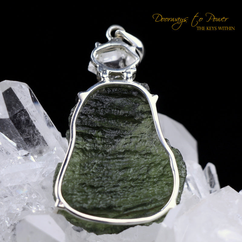 Moldavite Herkimer Diamond Crystal Pendant