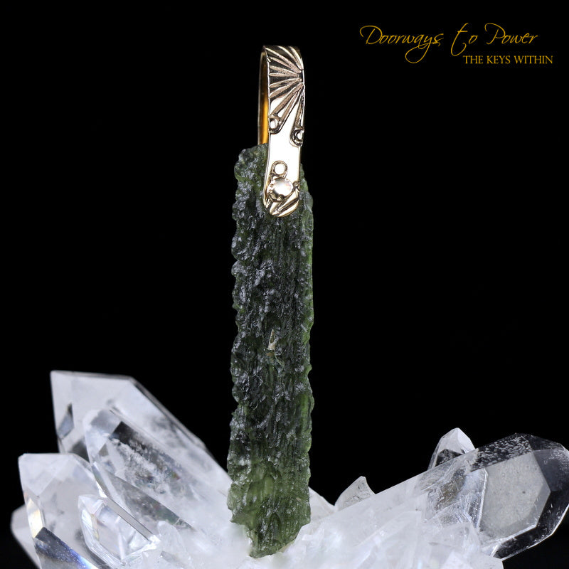 Moldavite Light Language Pendant 14k 