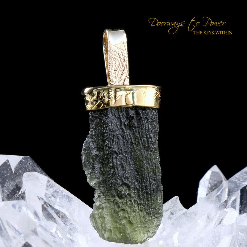 Moldavite Light Language Pendant 22k