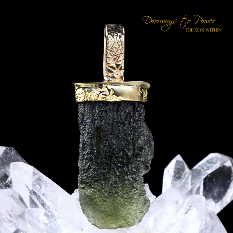 Moldavite Light Language Pendant 22k