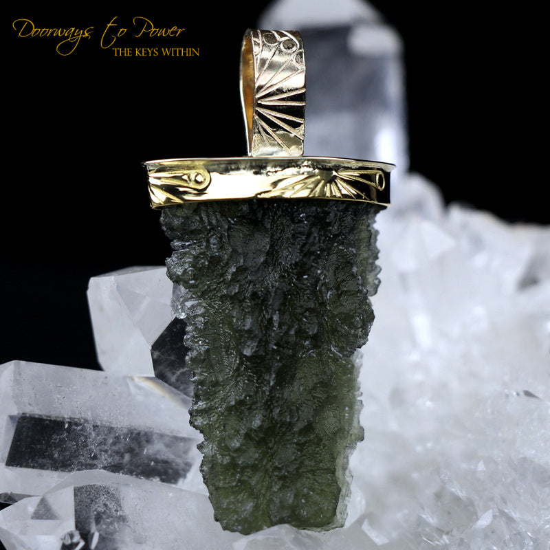 Moldavite Light Language Pendant 22k Ultra Rare