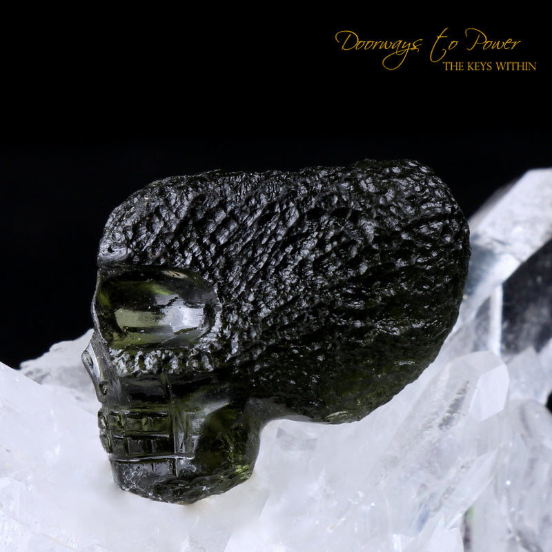 Moldavite Akhenaten Elongated Crystal Skull 