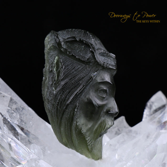 Moldavite Tektite Jesus Hand Carved Crystal Carving 