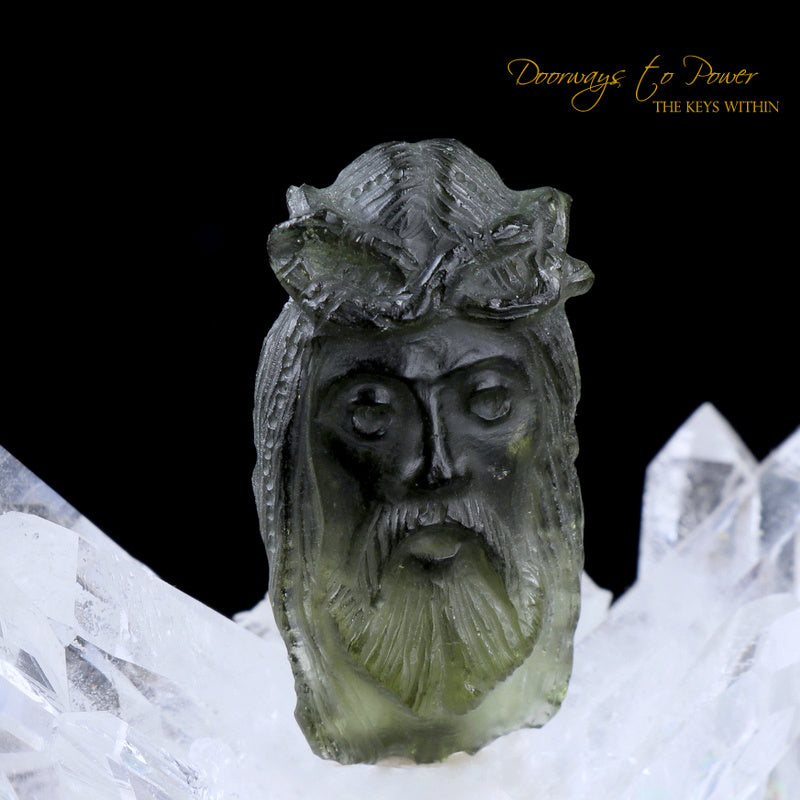 Moldavite Tektite Jesus Carving