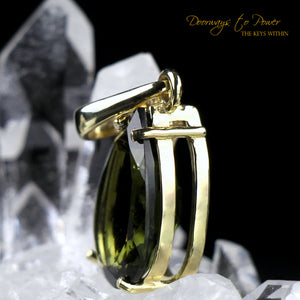 Moldavite Tektite Pendant in 14k Gold
