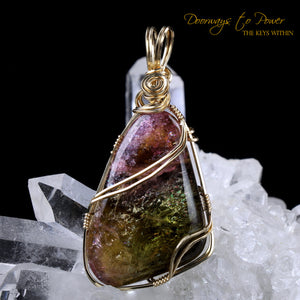  Multi Color Tourmaline Crystal Pendant 14k