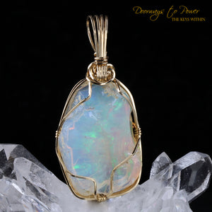 Mystical Opal Meditative Light Crystal Pendant 14k