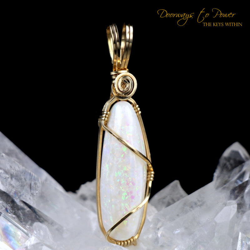 Mystical Opal Meditative Light Crystal Pendant 14k