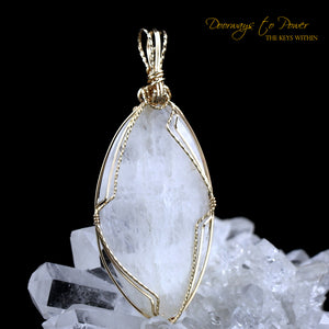 Natrolite Crystal Pendant in 14k Gold