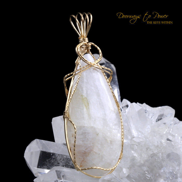 Natrolite Synergy 12 Crystal Pendant 14k