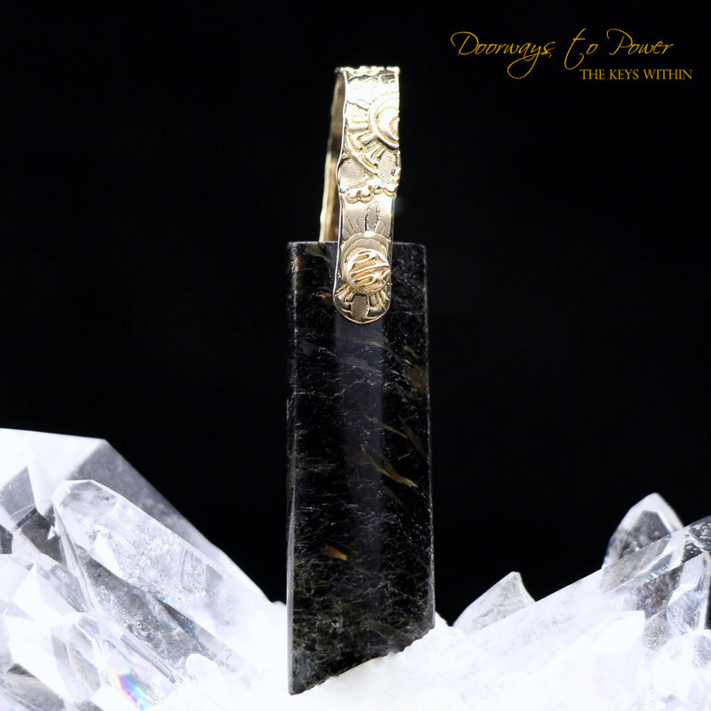 Nuummite Light Language Crystal Pendant 22k