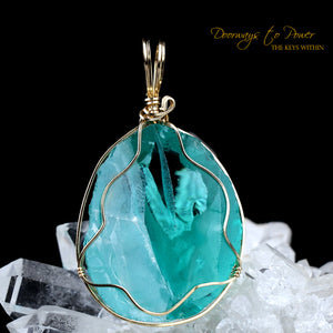 Oracle Eye Cyan Angeles Andara Pendant 14k 'Celestial Messenger'