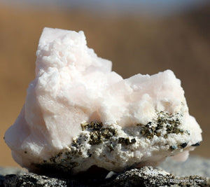 Pink Mangano Calcite with Pyrite