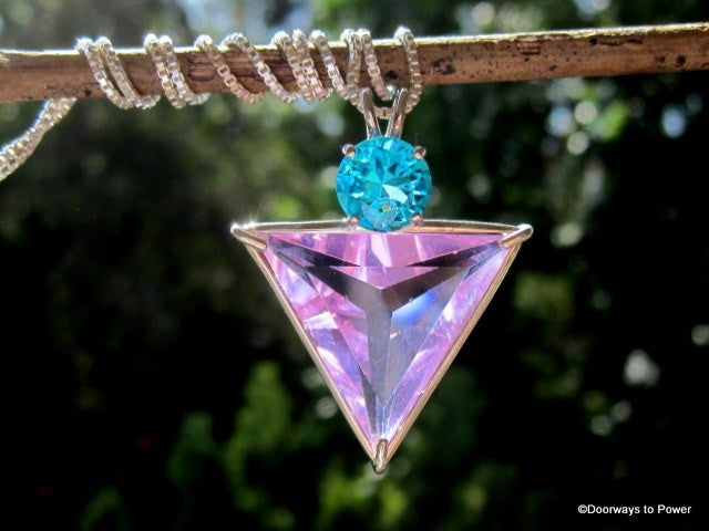 Ruby Lavender Quartz Angelic Star Pendant w/ Bahia Blue Obsidian