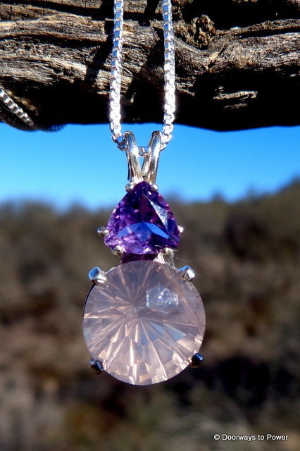 Rose Quartz Super Nova Pendant w/ Amethyst