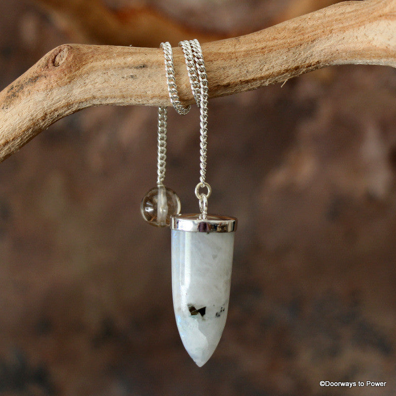 Rainbow Moonstone Crystal Pendulum 