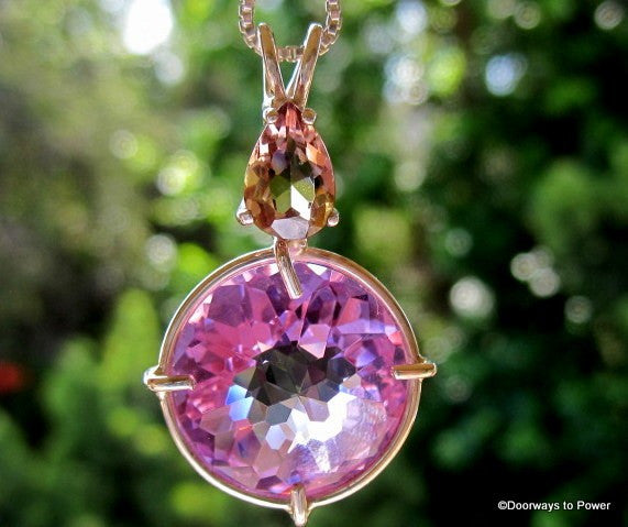 Ruby Lavender Quartz Radiant Heart Pendant w/ Ametrine
