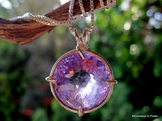 Ruby Lavender Quartz Radiant Heart Pendant