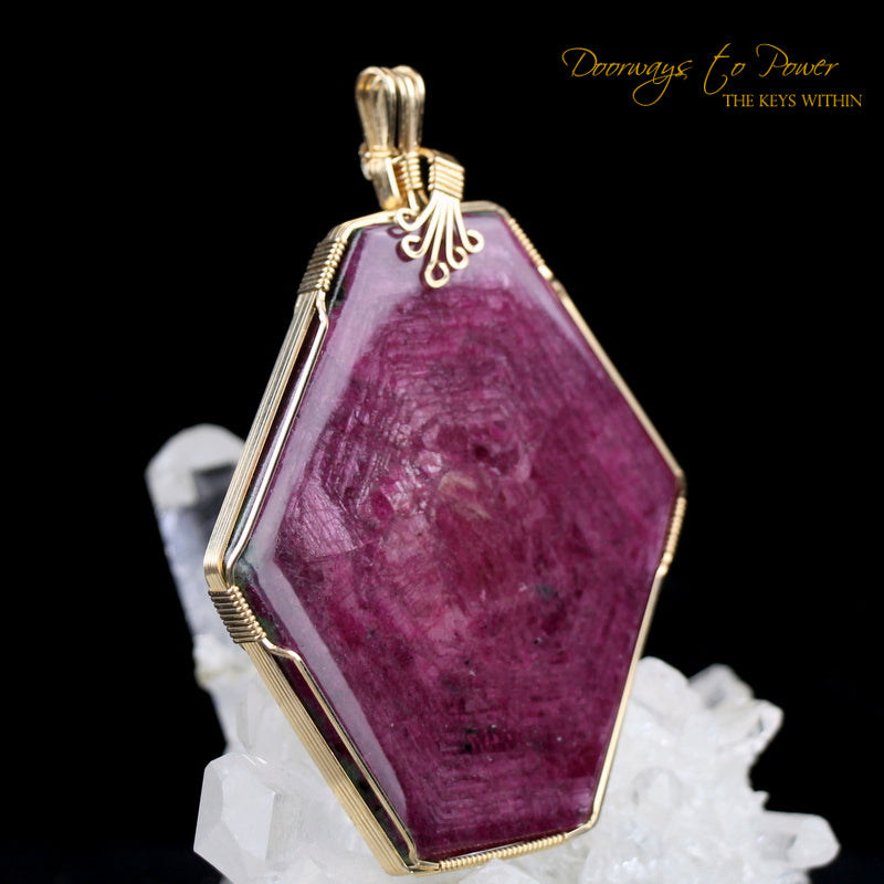 XL Red Ruby Crystal Pendant 14k