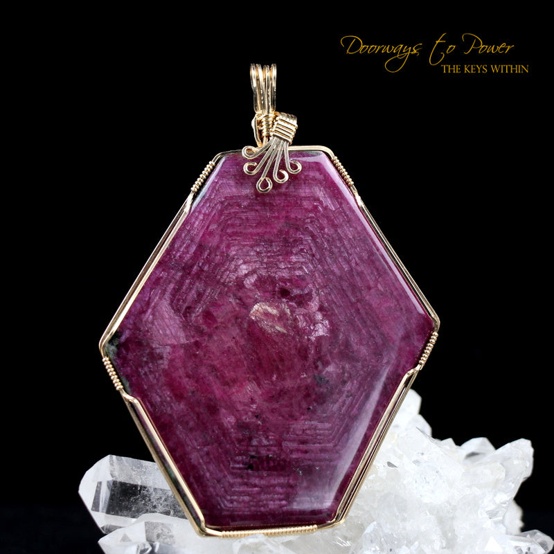 XL Red Ruby Crystal Pendant 14k