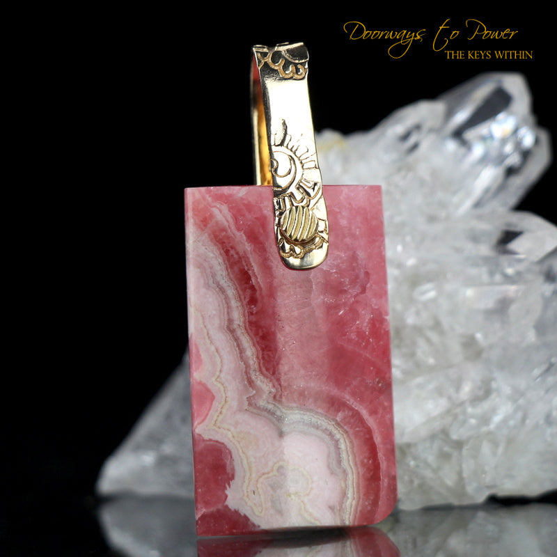 Rhodochrosite Light Language Pendant ™14k Gold  