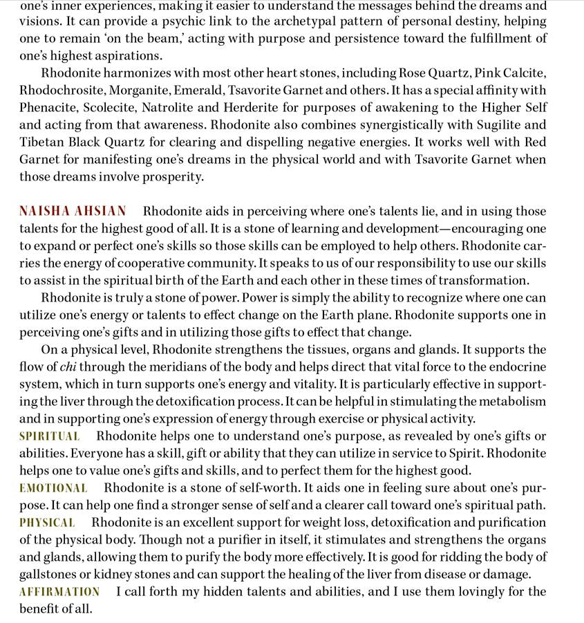 Rhodonite Crystal Properties