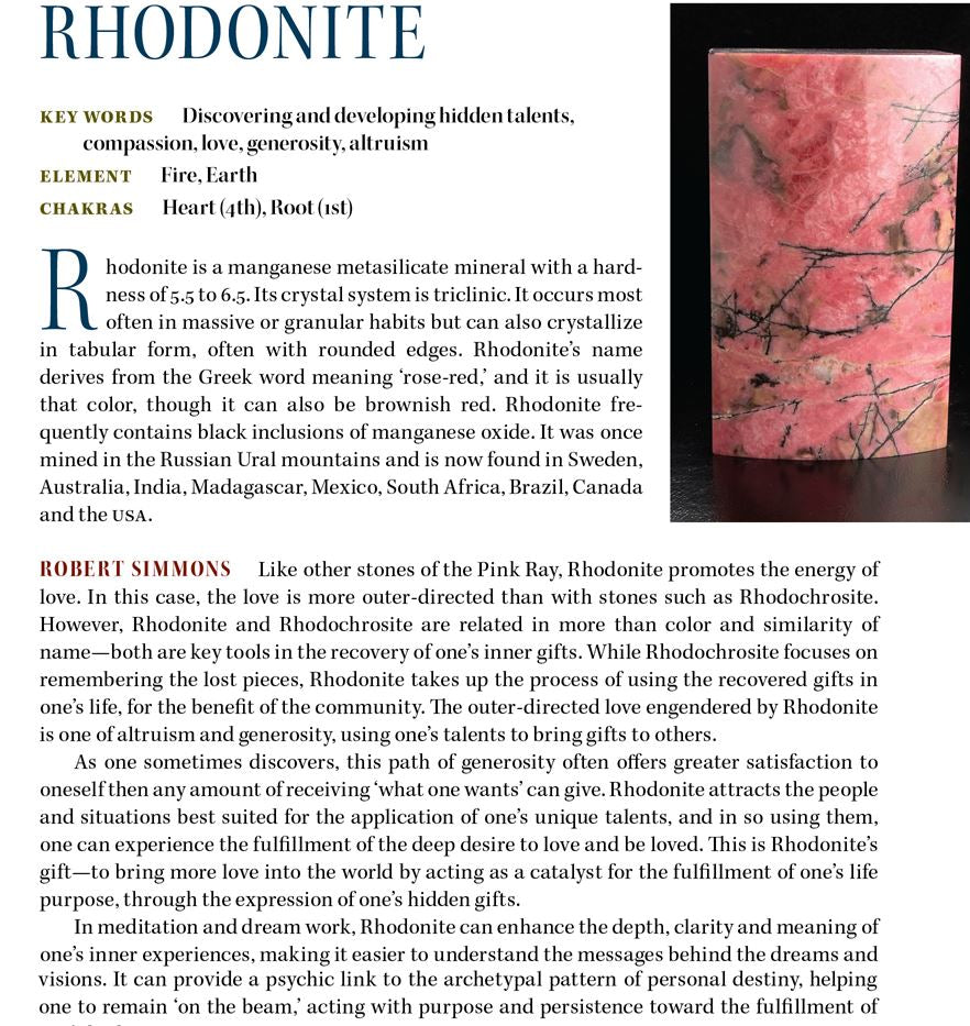 Rhodonite Crystal Properties